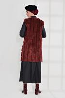 Tesettür giyim BORDO PAMUKLU PELUŞ YELEK 1704