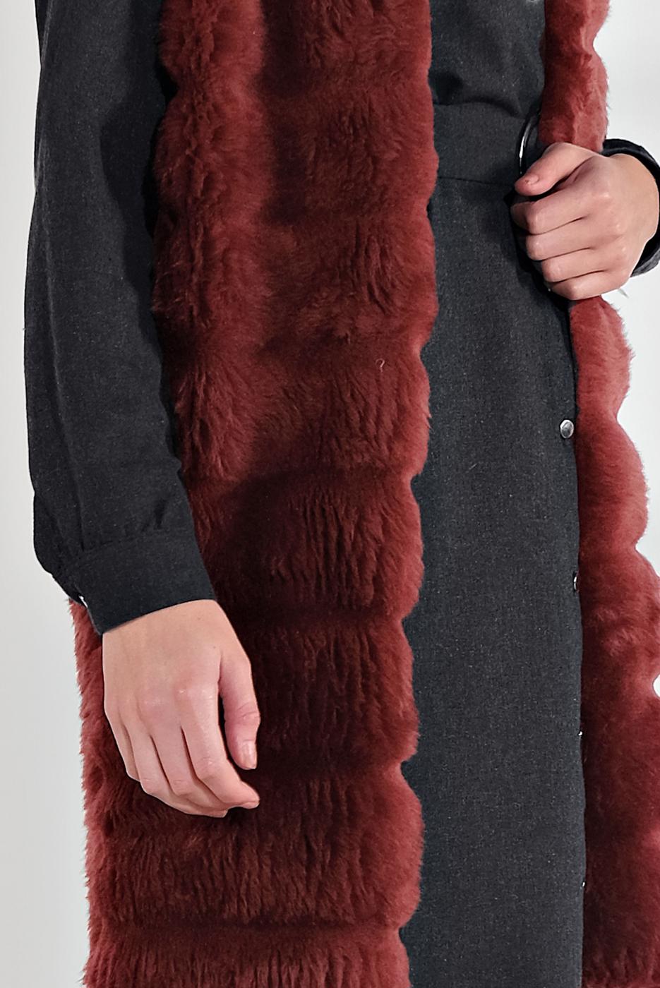 Tesettür giyim BORDO PAMUKLU PELUŞ YELEK 1704