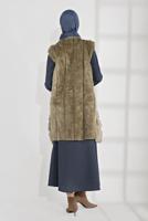 Tesettür giyim VİZON PAMUKLU PELUŞ YELEK 1704 