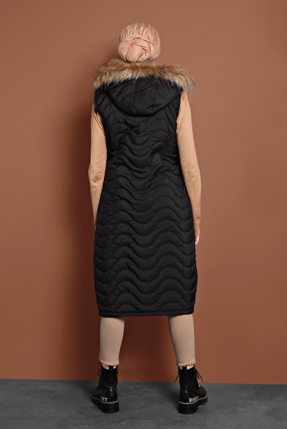 Vêtements hijab NOIR DOUDOUNE ZIPPÉ À CAPUCHE 2008 