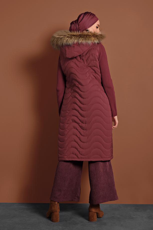 Tesettür giyim  FERMUARLI KAPÜŞONLU ŞİŞME YELEK 2008 - TRENDTESETTÜR