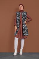 Hijab clothing CREAM ANIMAL-PRINTED WAISTCOAT 3413