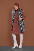 Hijab clothing CREAM ANIMAL-PRINTED WAISTCOAT 3413