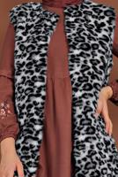 Hijab clothing CREAM ANIMAL-PRINTED WAISTCOAT 3413