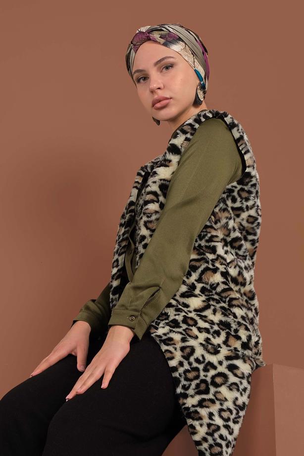 Vêtements hijab  ANIMAL-PRINTED WAISTCOAT 3413 - TRENDTESETTÜR