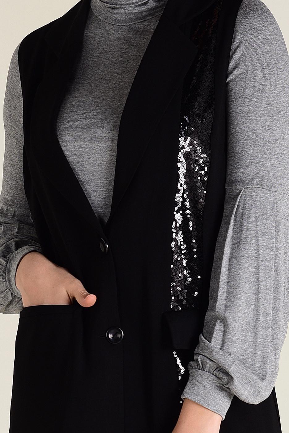 Vêtements hijab NOIR GILET À SEQUINS 4299 