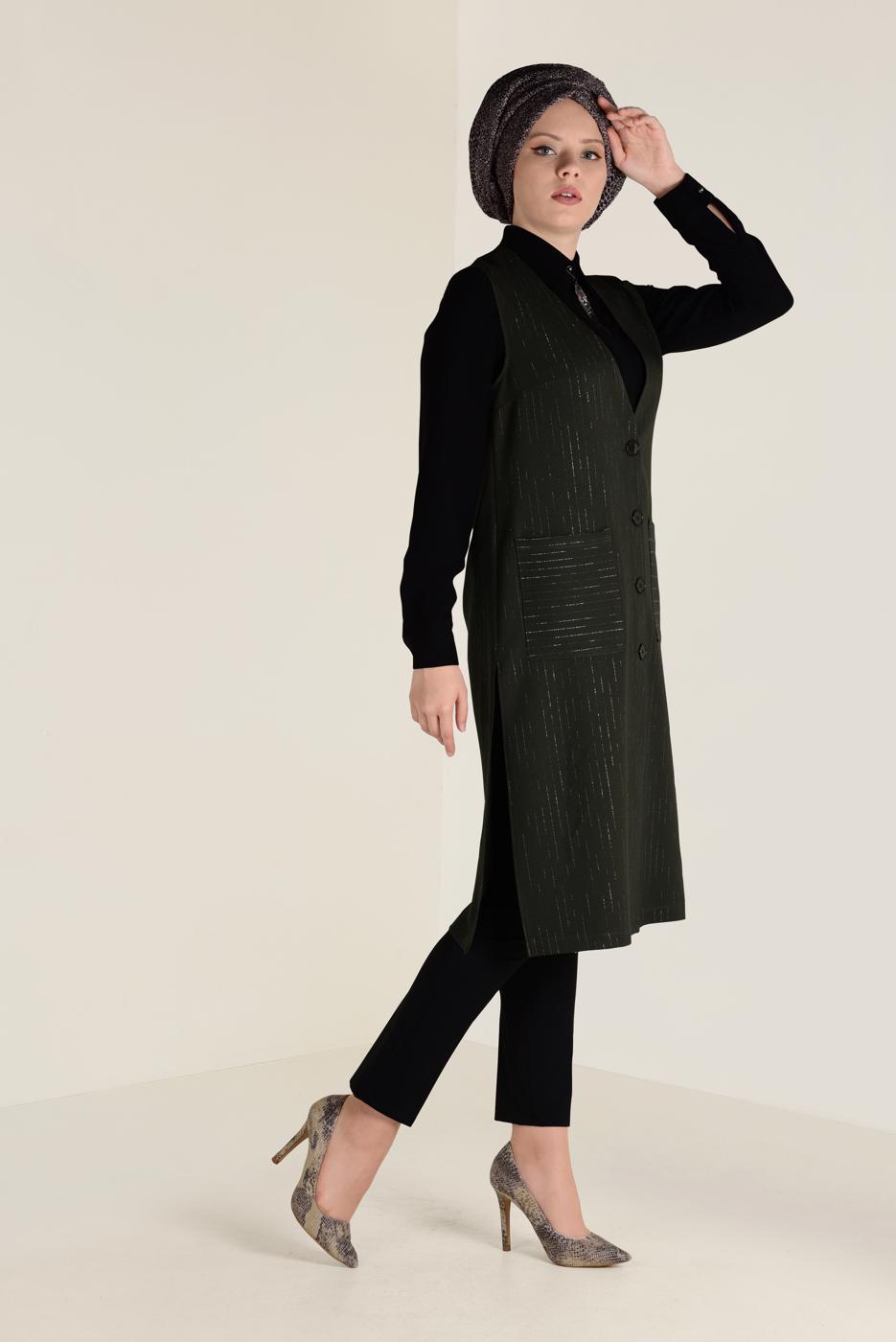 Vêtements hijab KAKI GILET À CLASSIQUE 4575
