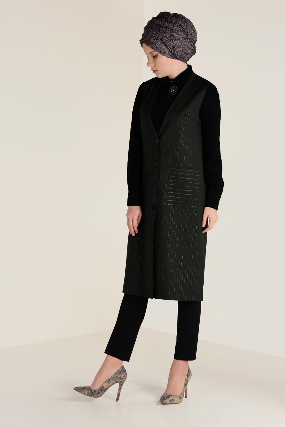 Vêtements hijab KAKI GILET À CLASSIQUE 4575