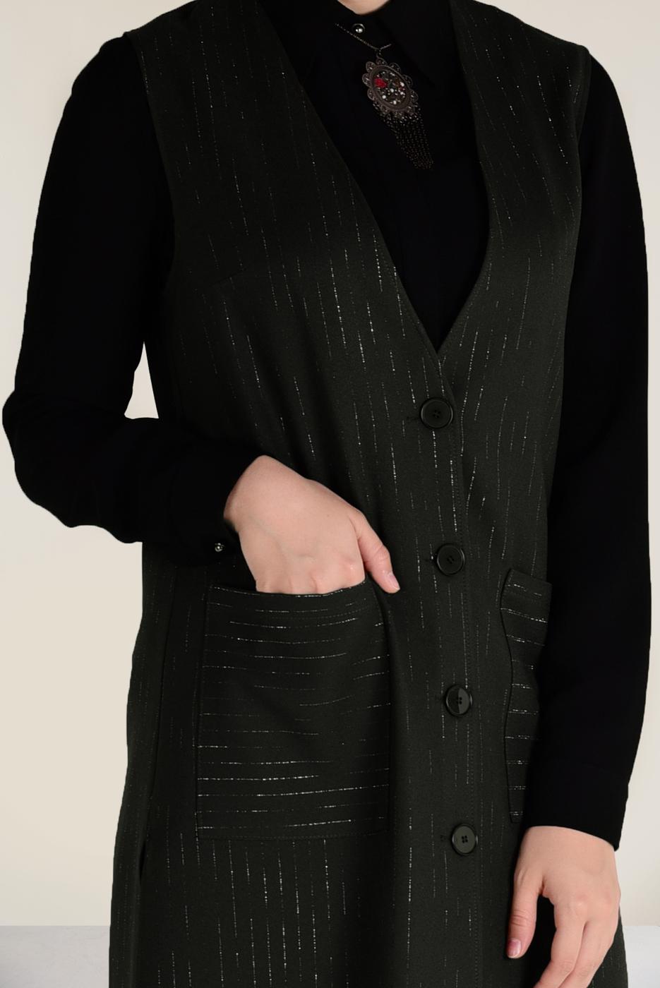 Vêtements hijab KAKI GILET À CLASSIQUE 4575