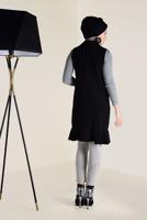 Tesettür giyim SİYAH ALVİNA CEPLERİ TÜY DETAYLI DÜĞMELİ YELEK 4579