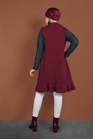 Tesettür giyim BORDO ALVİNA CEPLERİ TÜY DETAYLI DÜĞMELİ YELEK 4579