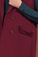 Tesettür giyim BORDO ALVİNA CEPLERİ TÜY DETAYLI DÜĞMELİ YELEK 4579