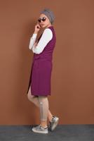 Vêtements hijab POURPRE GILET À DEUX RANGÉES DE BOUTONS 4643 