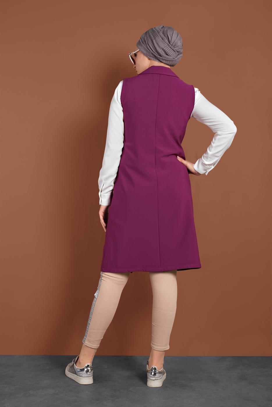 Vêtements hijab POURPRE GILET À DEUX RANGÉES DE BOUTONS 4643 