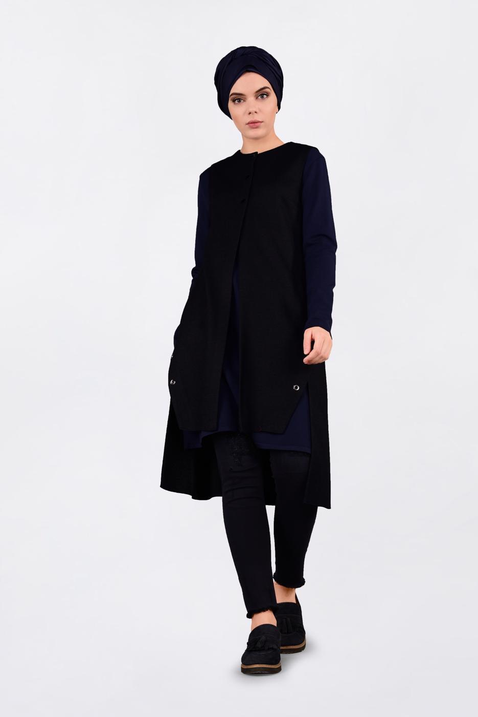 Vêtements hijab BLEU MARINE GILET À ŒILLETS 4740