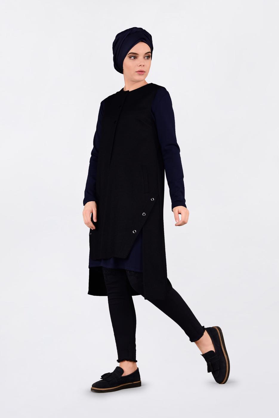 Vêtements hijab BLEU MARINE GILET À ŒILLETS 4740