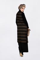 Tesettür giyim KAHVE KUŞGÖZÜ DETAYLI YATAY ŞERİTLİ YELEK 4749