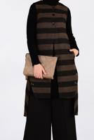 Tesettür giyim KAHVE KUŞGÖZÜ DETAYLI YATAY ŞERİTLİ YELEK 4749