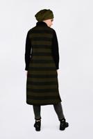 Tesettür giyim HAKİ KUŞGÖZÜ DETAYLI YATAY ŞERİTLİ YELEK 4749