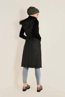 Tesettür giyim HAKİ KAZAYAĞI DESENLİ KAPÜŞONU SUNİ KÜRK DETAYLI YELEK 4750