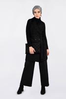 Tesettür giyim SİYAH KAZAYAĞI DESENLİ KRUVAZE YELEK 4751