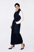 Tesettür giyim LACİVERT KAZAYAĞI DESENLİ KRUVAZE YELEK 4751