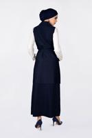 Tesettür giyim LACİVERT KAZAYAĞI DESENLİ KRUVAZE YELEK 4751