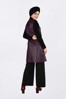 Tesettür giyim BORDO ZIMBALI DERİ YELEK 4775