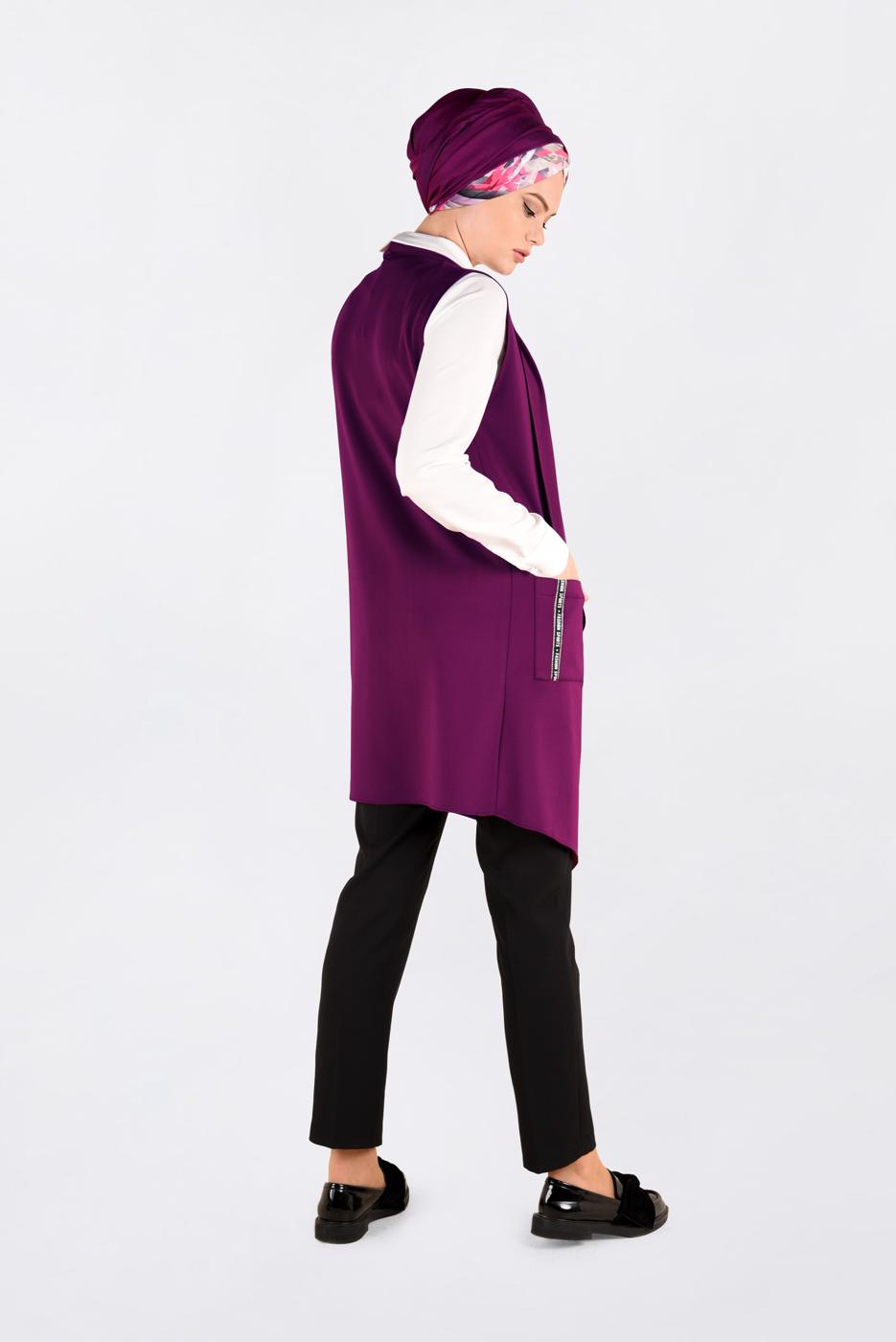 Vêtements hijab POURPRE GILET À COUPE ASYMMÉTRIQUE  4795