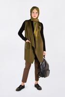 Tesettür giyim YEŞİL ASİMETRİK KESİM SALAŞ YAKA YELEK 4795