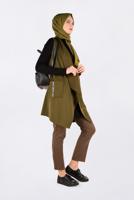 Tesettür giyim YEŞİL ASİMETRİK KESİM SALAŞ YAKA YELEK 4795