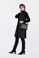 Tesettür giyim SİYAH ALVİNA YANDAN BAĞCIKLI KUŞGÖZLÜ YELEK 4809