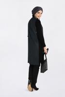 Tesettür giyim SİYAH ALVİNA YANDAN BAĞCIKLI KUŞGÖZLÜ YELEK 4809