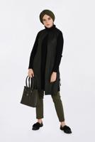 Tesettür giyim SİYAH ALVİNA YANDAN BAĞCIKLI KUŞGÖZLÜ YELEK 4809