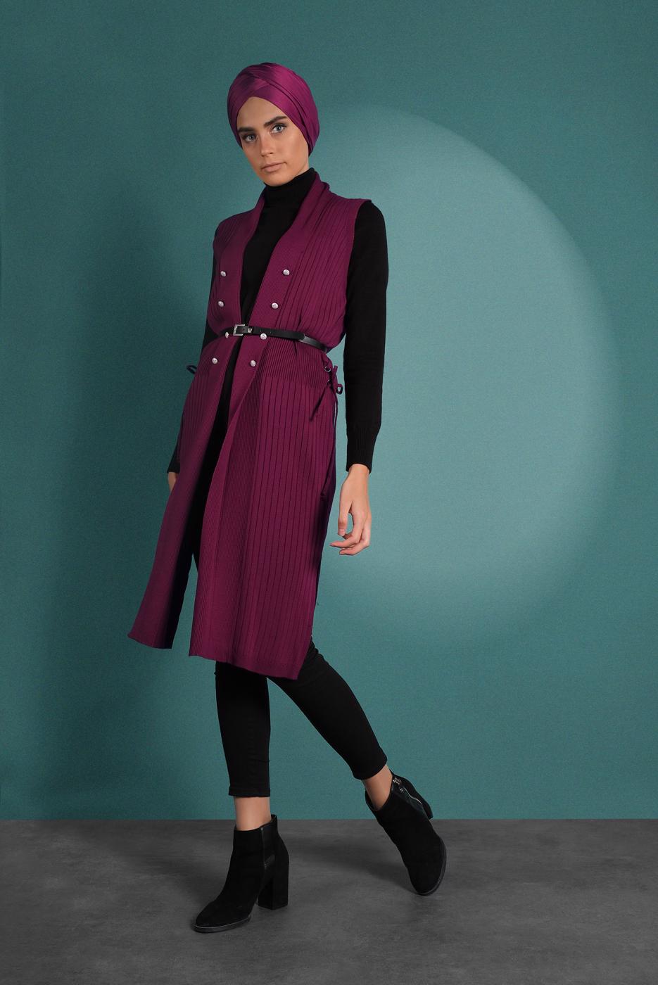 Vêtements hijab FUCHSIA GILET À CÔTELÉ 5331 