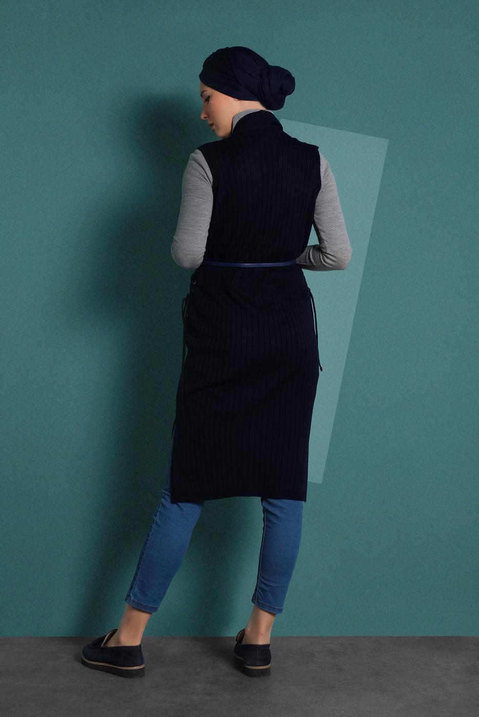 Vêtements hijab BLEU MARINE GILET À CÔTELÉ 5331 