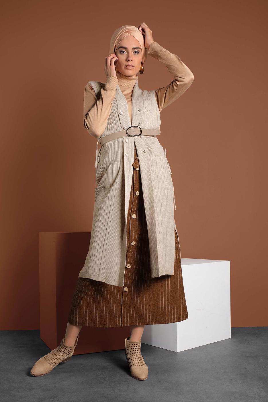 Vêtements hijab BEIGE GILET À CÔTELÉ 5331 