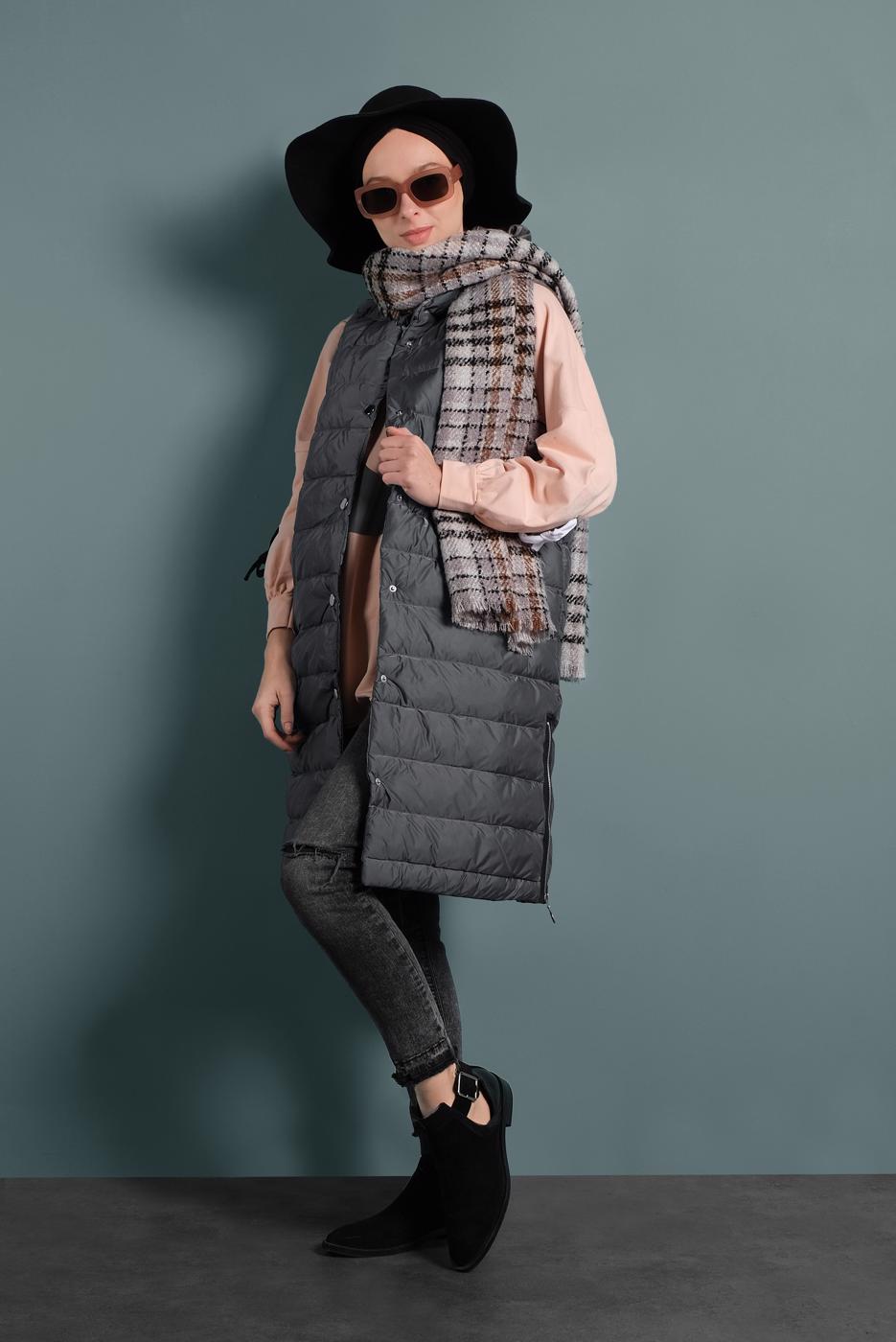 Vêtements hijab GRIS DOUDOUNE EN COTON 7520 