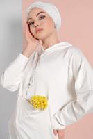 Hijab clothing CREAM ELASTIC-HEM HOODIE 5106