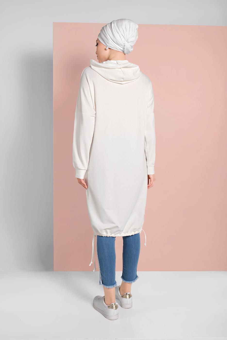 Hijab clothing CREAM ELASTIC-HEM HOODIE 5106