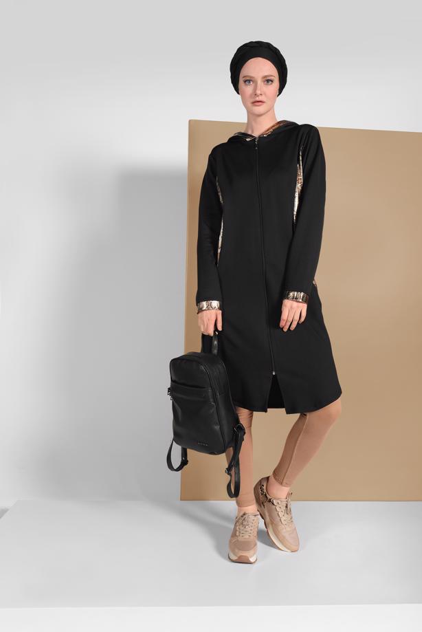 Vêtements hijab NOIR SURVÊTEMENT ZIPPÉ 8206 - TRENDTESETTÜR