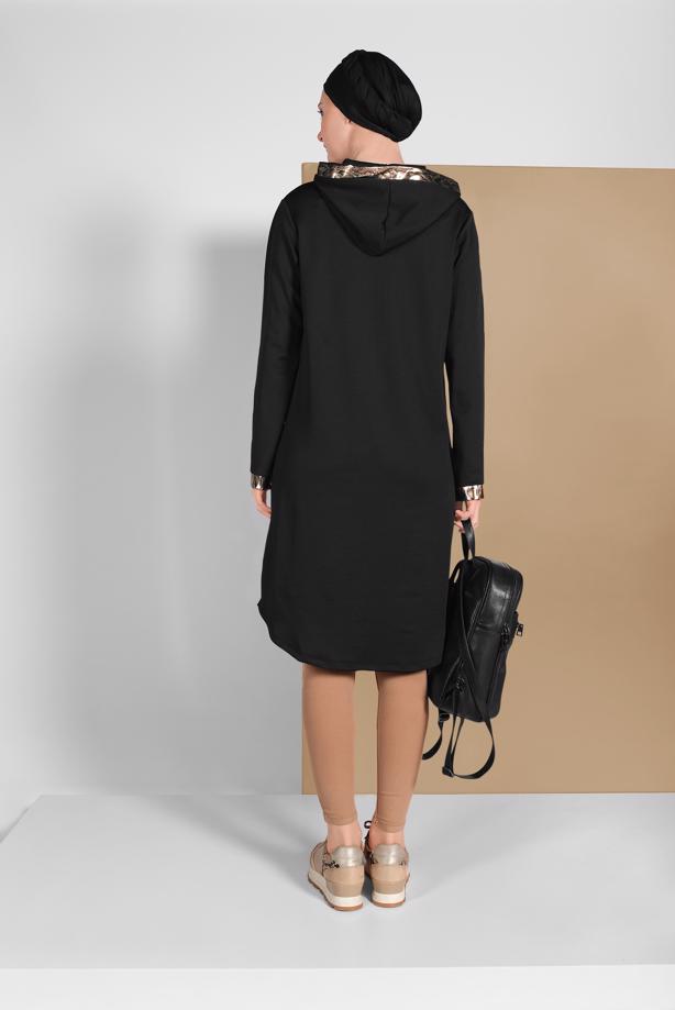 Vêtements hijab NOIR SURVÊTEMENT ZIPPÉ 8206 - TRENDTESETTÜR