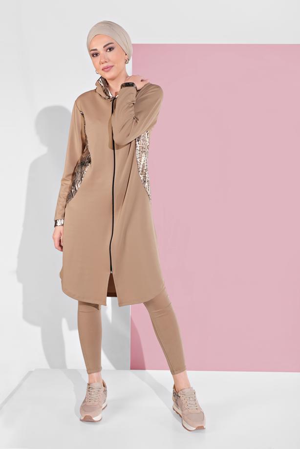 Vêtements hijab BRUN SURVÊTEMENT ZIPPÉ 8206 - TRENDTESETTÜR