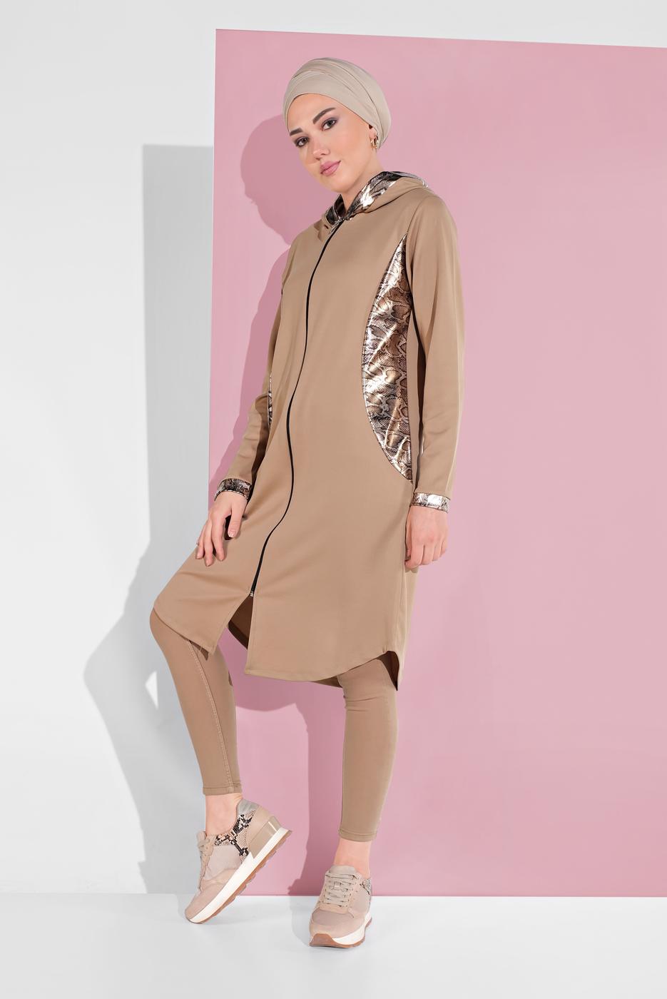 Vêtements hijab BRUN SURVÊTEMENT ZIPPÉ 8206