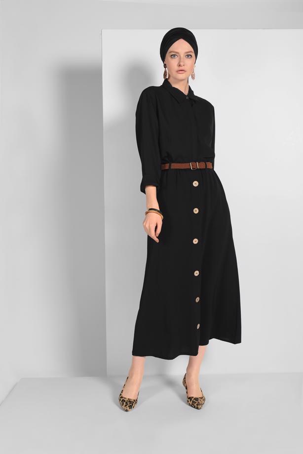 Tesettür giyim  DÜĞME DETAYLI ETEK 53100 - TRENDTESETTÜR