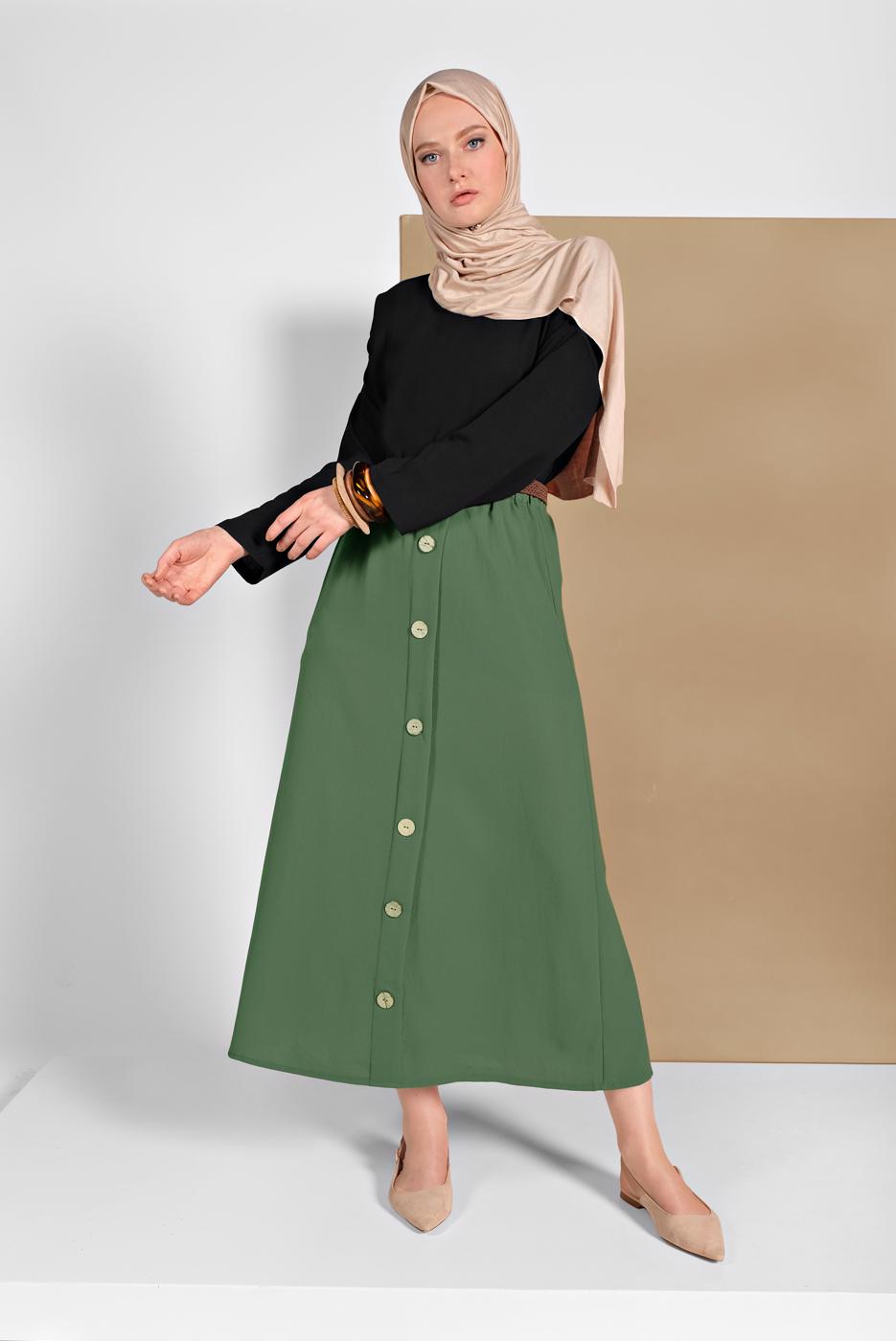 Vêtements hijab KAKI JUPE À BOUTONNÉE 53100