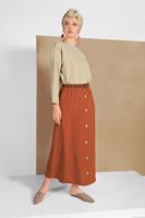 Tesettür giyim KAHVE DÜĞME DETAYLI ETEK 53100