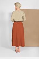 Tesettür giyim KAHVE DÜĞME DETAYLI ETEK 53100