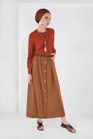 Tesettür giyim TABA DÜĞME DETAYLI ETEK 53100