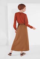 Tesettür giyim TABA DÜĞME DETAYLI ETEK 53100